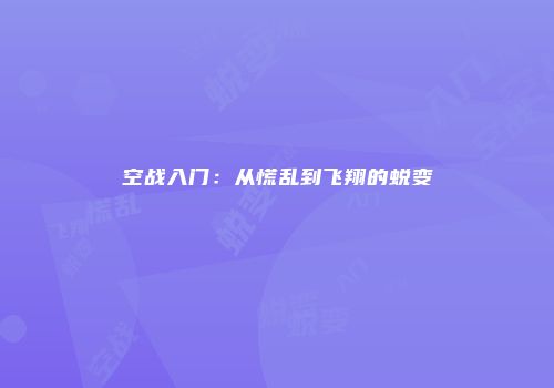 空战入门：从慌乱到飞翔的蜕变