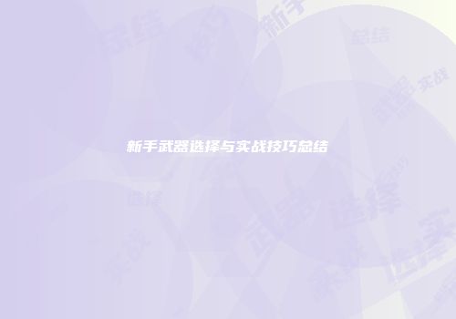新手武器选择与实战技巧总结