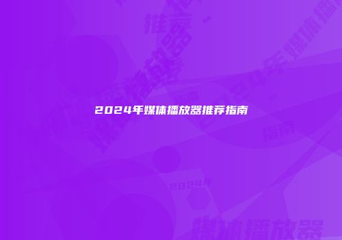 2024年媒体播放器推荐指南