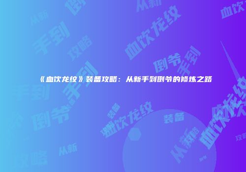 《血饮龙纹》装备攻略：从新手到倒爷的修炼之路