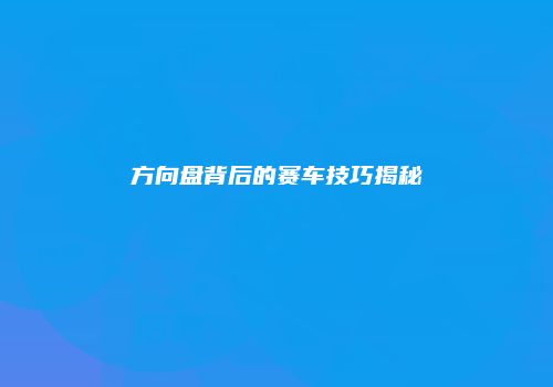 方向盘背后的赛车技巧揭秘