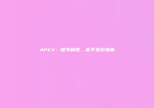 APEX：细节制胜，高手进阶指南