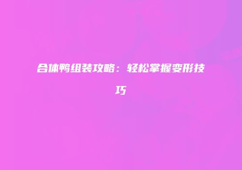 合体鸭组装攻略：轻松掌握变形技巧