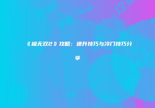 《极无双2》攻略：速升技巧与冷门技巧分享