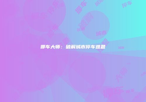 挪车大师:破解城市停车难题